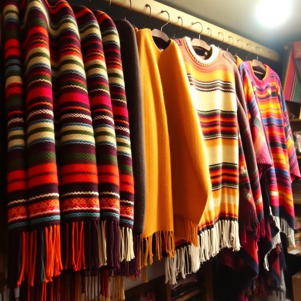 Interior de SLM Artesanías con tejidos andinos
